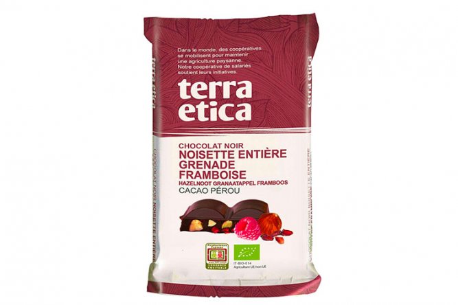 Tablette à croquer Chocolat Noir Framboise 62%