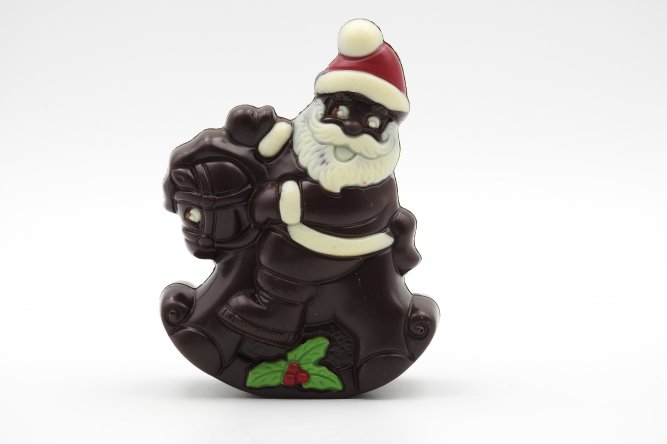 Père Noël cheval à bascule chocolat noir