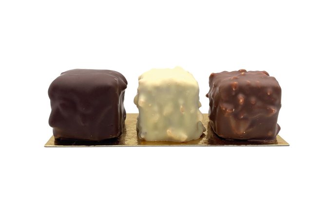 Sachet 3 Rochers Pralinés : Lait, Noir, Blanc