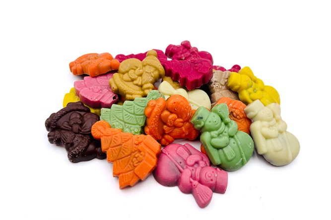 Sachet de fritures colorées de Noel chocolat lait et noir