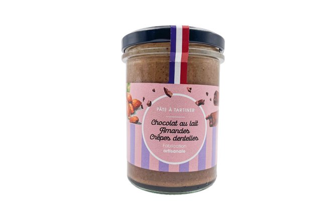 Pate à tartiner chocolait lait amandes crepes dentelles