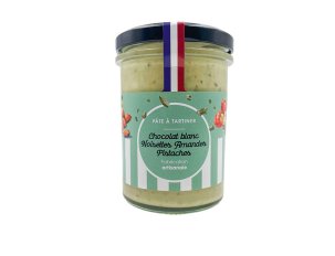 Pâte à tartiner chocolat blanc noisettes amandes et pistaches