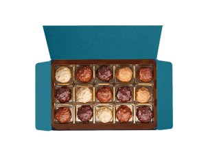 ballotin de rochers chocolat lait, blanc, noir et blond